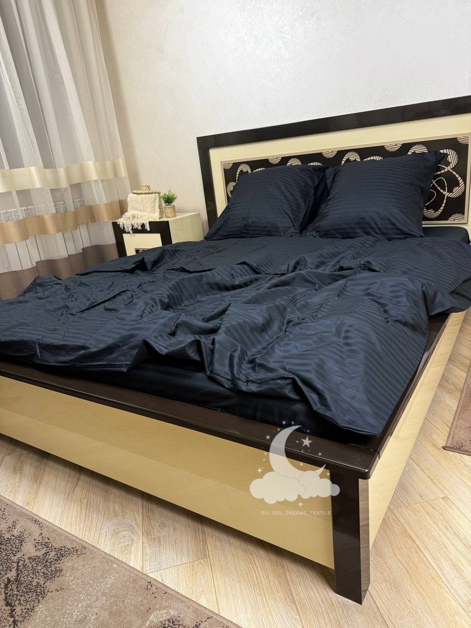 Постільна Білизна Страйп Сатин Чорний - Зображення 7
