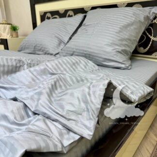 Постільна Білизна Страйп Сатин Світло сірий